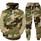 Men's Camouflage Printing Hoodies Set Tracksuit 2 Pieces Sweatshirt Sweatpants Suit Casual Clothing Autumn Outfit MartLion CL3261-1 S 
