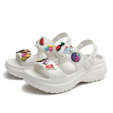 Sandals for Women Korean Wedge Platform High Heels Ladies Shoes Outdoor Beach Peep Toe Non-slip MartLion White 32 