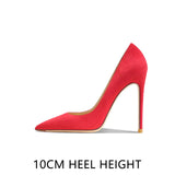 Pointed Shallow Mouth Suede Ultra-Thin High Heels 10cm Pumps Banquet Ladies Women's Shoes MartLion   