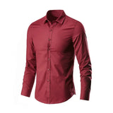 Men's White Shirt Long-sleeved  Professional Work Collared Clothing Casual Suit Button MartLion long red 3XL 