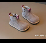 Autumn Winter Children Cotton Boots Boys British Style Leather Girls Retro Short Baby Soft Anti-kick Warm Shoes MartLion   