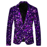 3D Sequin Embellished Jacket Men's Nightclub Prom Suit Coats Homme Stage Clothes For singers blazers MartLion Purple S United States