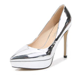 Ladies High Heels Women Party Shoes Platform Ladies Pumps Elegant Gold Silver Super High Heels 12cm MartLion Silver 10 