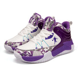 Boys Brand Basketball Shoes Kids Sneakers Thick Sole Non slip Children Sports Child Boy Basket Trainer MartLion 668-white purple 31 