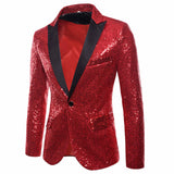 Gold Shiny Men's Jackets Sequins Stylish Dj Club Graduation Solid Suit Stage Party Wedding Outwear Clothes blazers MartLion Red-4 S CHINA