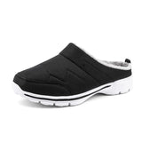 Men's Slippers Winter Summer Warm Plush Home Indoor Outdoor Couples Half Slippers Mesh Breathable MartLion 8875-Black White 48 