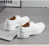 White Shoes Men's Comfort Leather Derby Lace-up Casual Dress MartLion   