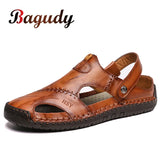 Men's Leather Sandals Summer Beach Sandals Outdoor Casual Sneakers Classic MartLion   