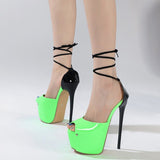 Liyke Brand Design Rivet Peep Toe 16.5CM Stiletto Women Sandals Ankle Lace Up High Heels Pole Dance Shoes Platform Pumps Mart Lion   