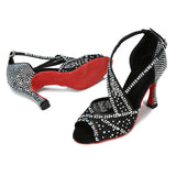  Mesh Breathable Latin Dance Shoes Women's High Heel Diamond Summer Sandals Indoor Soft Bottom Jazz Tango MartLion - Mart Lion