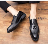 Men's Casual Shoes Leather Loafers Office Breathable Driving Moccasins Slip On Tassel Mart Lion   