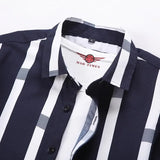 Men Long Sleeve Stripe Shirts  Korean Clothing Streetwear Lapel Male Business Casual Cotton Social Tops MartLion   