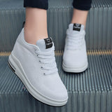 Height Increase Inner Sneakers Woman Pumps Knitting High Heels Sports Shoes Mesh Casual Female Footwear Lace Up