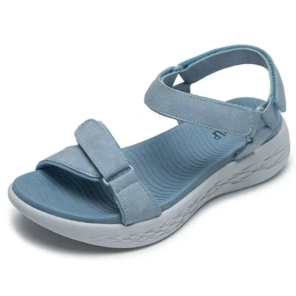 Casual Open-toe Women Sandals Non-slip Solid Color Hook Loop Platform Summer Beach Shoes MartLion Sky blue 41 