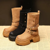 Internal Height Mid-calf Boots in Winter Women Leather Short Boot Office Ladies Tide Shoes MartLion