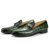 Men's Penny Slip-On Leather Lined Loafer Luxury Shoes Loafer Casual Alligator Printing Zapato Buckle Slip On MartLion green 38 