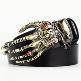 Heavy Metal Buckle Skull Hand Bone Claw Belt Ghost Hip Hop Rock Style Waistband MartLion Golden with Black 105cm 