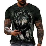 Beast Fierce Lion Wolf 3D T Shirt  Summer Men's Oversized Short Sleeve Black and White MartLion   