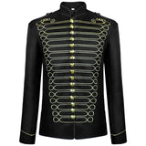 Men's Medieval Vintage Jacket Buttons Up Slim Fit King Prince Cosplay Victorian Officer Stand Collar Uniform blazers MartLion gold edges S 