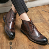 Formal Brogue Men's Boots British Style Oxfords Footwear Ankle Dress Masculina Mart Lion   