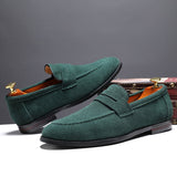 Classic Style Frosted Leather Men's Soft Loafers Flats Driving Shoes Slip on Loafers Moccasins Green Casual Mart Lion   