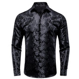 Silk Men's Shirts Long Sleeves Woven Paisley Wedding Party Over shirt Wedding MartLion   