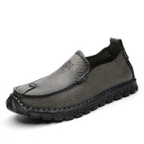 Handmade Leather Men's Casual Shoes Loafers Breathable Leather Flats Slip On Moccasins Tooling Driving Loafers MartLion GRAY 6.5 