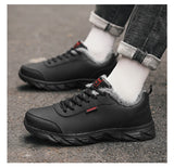 Casual Leather Cotton Shoes Classic Waterproof Ankle Non-Slip Walking Men's Warm Furry Sneaker MartLion   