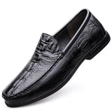 Genuine Leather Men's Loafers Slip On Casual Footwear Moccasins Winter Shoes With Mart Lion Black 38 