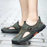 Summer Men's Breathable Mesh Sandals Handmade Outdoor Shoes Casual Male Soft Walking Beach Mart Lion   