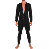 Men's Jumpsuit Retro Burgundy Top Solid Color Split Off Jumpsuit With Hat  Jumpsuit Single Breasted Suit Hooded Pajamas MartLion Black S 