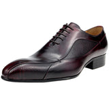 Men's Gentleman Leather Shoes Tuxedo Dress Classic British Style Lace-up Formal Office Workplace Oxford MartLion Wine Red 39 