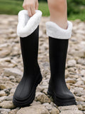 Women Rainboots PVC Waterproof Rubber Warm Fur Boots Non-slip Wear-resistant Knee-high Boots Zapatos Mujer MartLion   