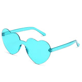 Women Colors Polycarbonate Heart Shape Tinted Party Sunglasses Girls Vintage Colors Rimless MartLion Blue Other 