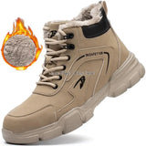 Safety Protective Boots Work Safety Shoes Men Winter Safety Boots Anti-puncture Work Shoes Steel Toe Work Boots Indestructible MartLion YD9193-Khakifur 48