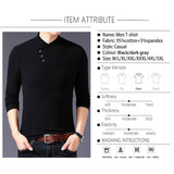 Spring Slim Fit T Shirt Men's Cotton Long Sleeve Irregular Collar Solid Color Clothes Mart Lion   