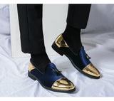 British Style Blue Pointed Elegant Dress Shoes Men's Tassel Suede Leather Luxury Wedding MartLion   