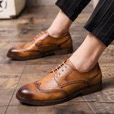 Brogue Men's Dress Shoes Elegant Microfiber Leather Formal Oxfords Mart Lion   