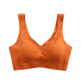 Women Seamless Ice Silk Bra Removable Chest Pad Lifting Bralette Underwear No Steel Ring Breathable MartLion Orange XL 