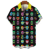 Mask Print Men's Shirt Summer  Short Sleeve Shirt  Casual Hawaiian Shirt For Men Loose Clothing Mexican Wrestling MartLion   