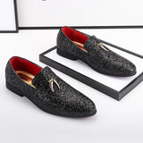 Men's Casual Shoes Sequins Bling Glitter Party Wedding Flats Light Driving Loafers Moccasins Mart Lion   