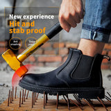 Safety Shoes Men's Leather Boots Work Winter Indestructible Safety Chelsea Anti-puncture Work MartLion   