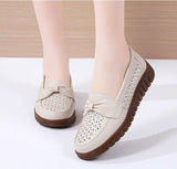 Women Flats Slip On Moccasins Spring Hollow Beige Casual Loafers Soft Sole Non Slip Breathable MartLion   