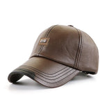 Baseball Cap Casual Hat Autumn And Winter Thin Plus Velvet Cap Leather Men's MartLion light brown  