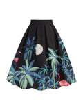 Summer Vintage Rockabilly Skirt Casual Knee Length Women Swing Midi Skirts MartLion   