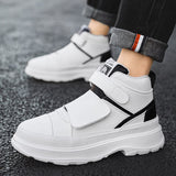 Autumn Men's Casual Sneakers Leather Chunky Platform High-top Shoes Ankle Boots Magic Tape Breathable Sport Mart Lion   