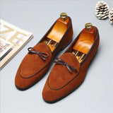 Men's Casual Shoes with Bowknot Genuine Suede Leather Trendy Party Wedding Loafers Flats Driving Moccasins Mart Lion   