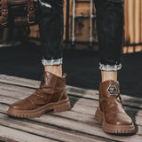 Off-Bound Autumn Men's Ankle Boots Tooling Desert British Punk Zip Chelsea Motorcycle High-cut Shoes Mart Lion   