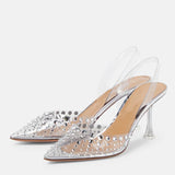 Bling Bling Rhinestones Transparent PVC Women Pumps Summer Clear Crystal High heels Wedding Prom Shoes MartLion   