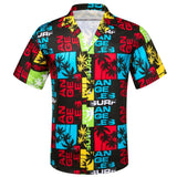 Silk Beach Short Sleeve Shirts Men's Blue Green Black White Flamingo Coconut Trees Slim Fit Blouses Tops Barry Wang MartLion 0293 S 